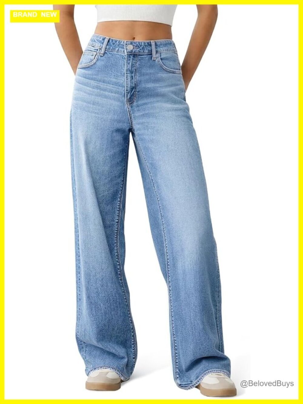 High Waisted Wide Leg Baggy Straight Leg Loose Stretchy Denim Jeans
